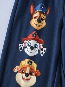 SHEIN | PAW Patrol Young Boy Striped Cartoon Print T-Shirt And Long Pants Set - Navy Blue - View 9