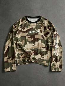 Sport MetroGents Men's Camouflage Print Long Sleeve Sports T-Shirt - Green - View 1