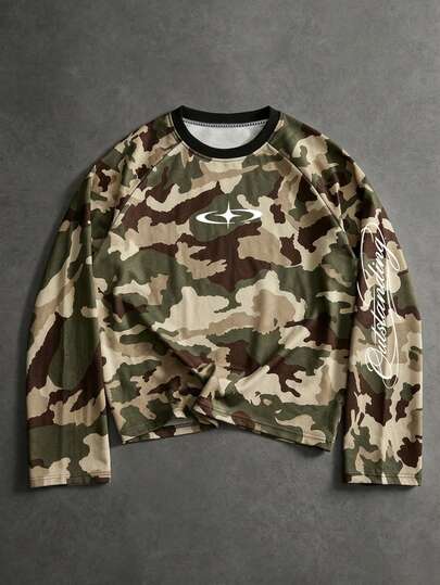 Sport MetroGents Men's Camouflage Print Long Sleeve Sports T-Shirt