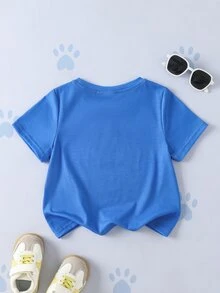 SHEIN | PAW Patrol 1pc Casual Fun Cartoon Print Young Boy T-Shirt - Blue - View 2