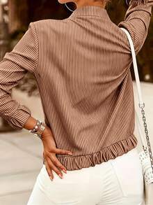 Selamara Women's Spring/Autumn Daily Thin Short Baseball Jacket - Khaki - View 2