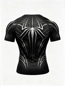 GymBeat Men's Spider Print Short Sleeve Slim Fit Sports T-Shirt, Gym - Multicolor - View 2