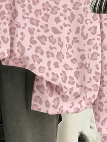 SHEIN Sparklyn 1件隨機款 秋季豹紋美式校園風 City-Walk 街頭氛圍 休閒校園運動風 青少年女孩休閒簡約寬鬆舒適衛衣 秋冬街頭穿搭 - 彩色 - 查看 3