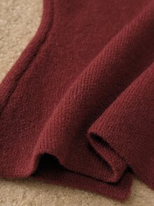 MOTF PREMIUM WOMEN'S AUTUMN/WINTER METAL DECOR V-NECK FITTED SWEATER - Burgundy - View 8