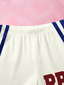 THE POWERPUFF GIRLS X SHEIN Tween Girl Cartoon Pattern Long Sleeve Sweatshirt And Sweatpants Set - White - View 7