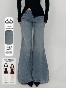 Dazy Tall Women's Elegant Flare Jeans Fall - Medium Wash - View 1