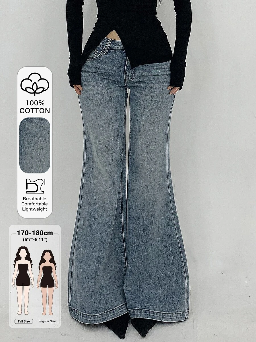Dazy Tall Women's Elegant Flare Jeans Fall - Medium Wash - View 1