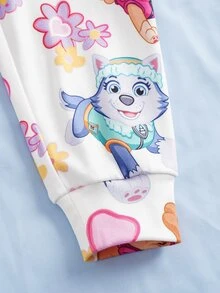 SHEIN | PAW Patrol Young Girl Cartoon Print Fitted Loungewear Set - Purple - View 7