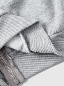 ROMWE Y2K Sweatshirt Berkerudung Lengan Panjang Patchwork Bergaya Korea untuk Wanita - Grey - View 7