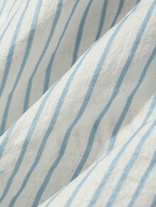 DAZY 2pcs/Set Women's Star Striped All-Over Print Loose Cardigan Short Sleeve Short Pajama Set - Blue - View 7