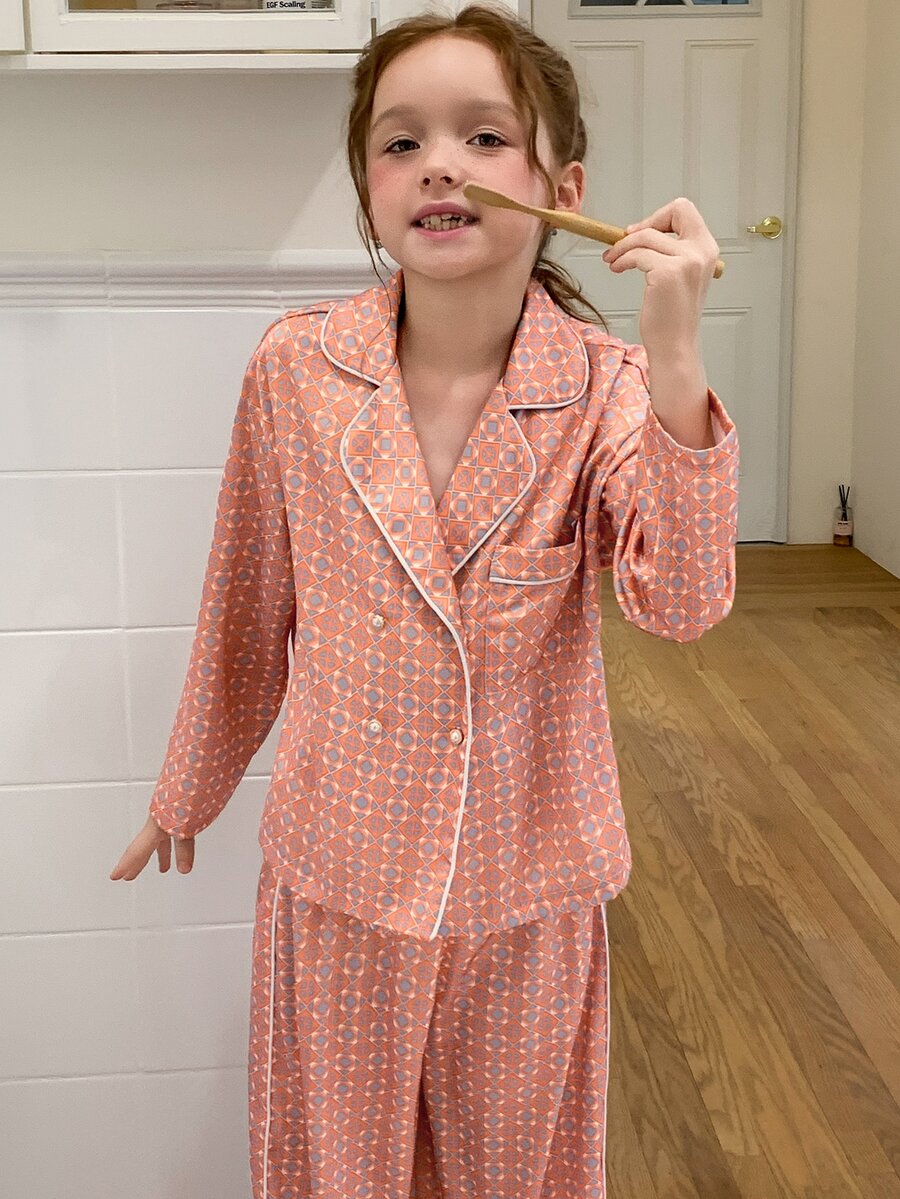 Dazy Kids Tween Girl All-Over Print Long Sleeve Top And Pants Casual Daily Home Sleepwear Set Fall - Watermelon Pink - View 1