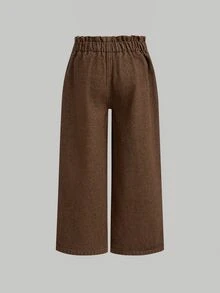 SHEIN 2件組女童秋冬Y2K棉質波點與棕色丹寧寬鬆牛仔褲，適合日常與街頭穿搭，聖誕兒童西式風格 - 彩色 - 查看 8