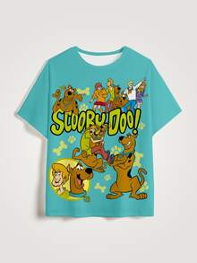 SCOOBY-DOO X SHEIN 趣味卡通狗狗印花短袖大尺碼T恤 - 白色 - 查看 3
