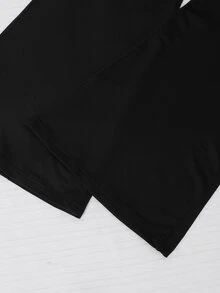 SHEIN 舒適時尚的運動休閒長褲，適合青少年女孩，獨特腰帶設計，適用於室內與戶外穿著 - 黑與白 - 查看 5