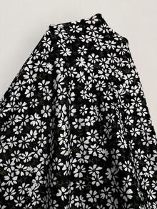 Solflare Plus Size Women's Floral Print Dress And Long Sleeve Top Fashion Set - Black - View 3