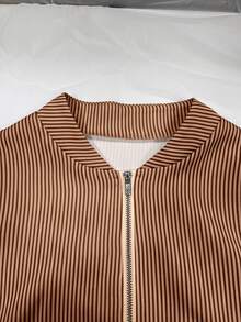 Selamara Women's Spring/Autumn Daily Thin Short Baseball Jacket - Khaki - View 3