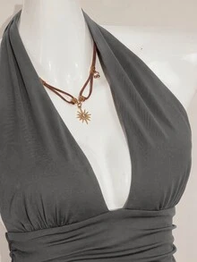 SHEIN ICON 萬聖節女性掛脖露背黑色娃娃裝背心 - 灰色 - 查看 9