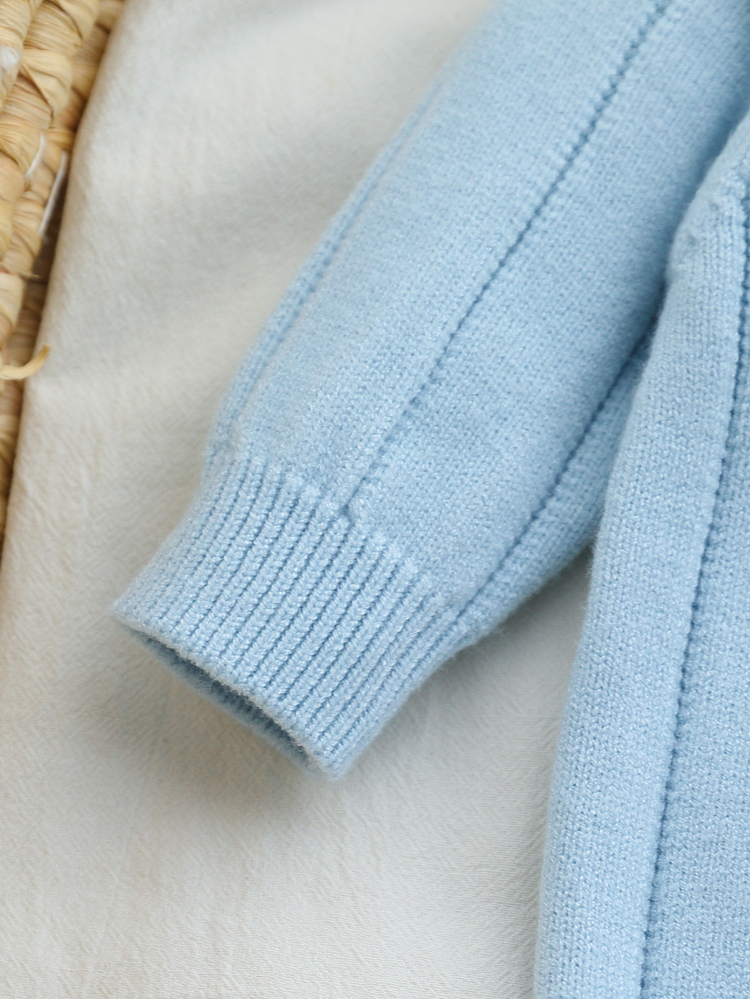 SHEIN Vintaside Kids Baby Boys Sweater Onesies, Soft And Comfortable Solid Sky Blue Knit Romper, Cute And Stylish Casual Versatile For Winter, Autumn And Spring, Suitable For Daily Wear, Parties, Travel, Holidays And Outdoor Play - Blue - View 5