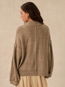 Easelle Vintage Bohemian Distressed Patchwork Loose Comfortable Women's Cardigan - Green - View 7