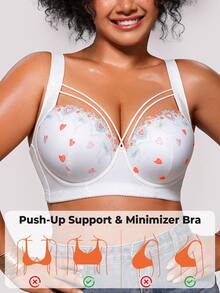 Bareli Dear 1pc Sexy Lace Plus Size Comfortable Seamless Push-Up Adjustable Underwire Bra - Multicolor - View 8
