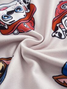 SHEIN | PAW Patrol 小男孩卡通印花短袖上衣與長褲休閒日常居家睡衣套裝 - 杏色 - 查看 6