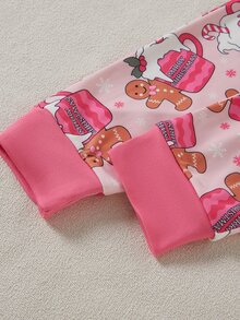 Tween Girls' Slim Fit Long Sleeve Long Pants Jumpsuit With Bow Print And Zipper, Loungewear - Multicolor - View 7