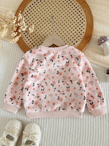 SHEIN 女嬰針織仿皮草碎花圓領休閒衛衣 - 彩色 - 查看 3