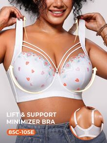 Bareli Dear 1pc Sexy Lace Plus Size Comfortable Seamless Push-Up Adjustable Underwire Bra - Multicolor - View 5