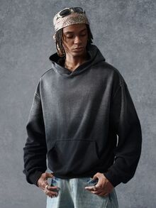 PAVTROS Men's Gradient Color Casual Daily Wear Hoodie - Black - View 1