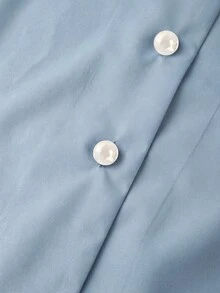 SHEIN Franclia 女款拼色休閒百搭日常穿著襯衫 - 霧霾藍 - 查看 3