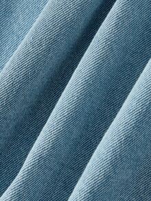 LUMIGAL Women's V-Neck 3/4 Sleeve Top And Wide Leg Pants Casual Denim Set - Blue - View 6