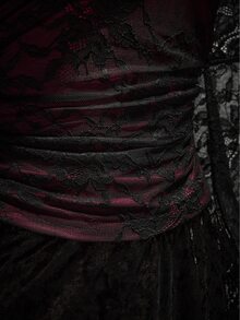 SHEIN ICON 大尺碼女款蕾絲拼接百褶時尚上衣 - 紅色和黑色 - 查看 10