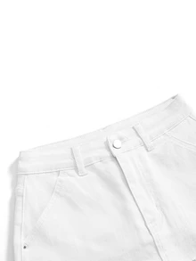 ROMWE Women's Y2K Millennium Hot Girl Sexy Denim Mini Skirt - White - View 5