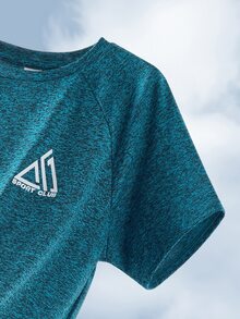 SHEIN Tween Boy Patchwork Geometric Pattern T-Shirt And Shorts 2 Pieces Sports Outfit - Blue - View 11