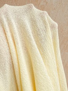 Soleia Women's Yellow Off-Shoulder Long Sleeve Knit Dress For Autumn/Winter Vacation - Yellow - View 8