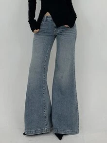Dazy Tall Women's Elegant Flare Jeans Fall - Medium Wash - View 2