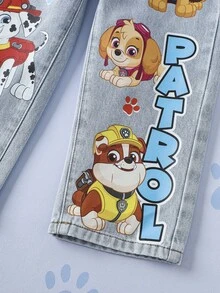 SHEIN | PAW Patrol Young Boy Fun Cartoon Print Loose Fit Denim Jeans - Medium Wash - View 7