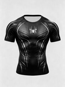 GymBeat Men's Spider Print Short Sleeve Slim Fit Sports T-Shirt, Gym - Multicolor - View 8