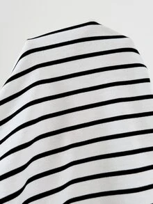 SHEIN Maternity Minimalist Sexy Casual Versatile White Colorblock Long Sleeve T-Shirt,Autumn Formal Office Formal Gender Reveal - Black and White - View 4