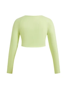 SHEIN Cheerettes 女款大尺碼純色長袖上衣與內搭褲休閒日常運動套裝 - 彩色 - 查看 4