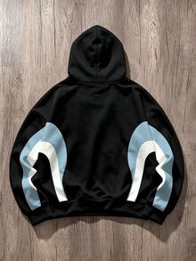 Manfinity Joysei Men's Colorblock Casual Daily Wear Hooded Sweatshirt - Multicolor - View 2