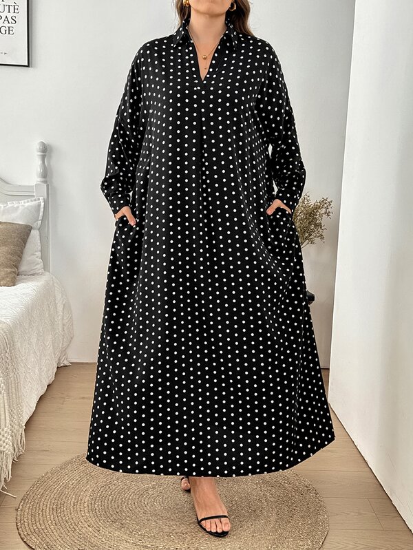Comfylo Casual randig maxiklänning i skjortmodell för kvinnor, plus size, westernstil, festival, boho, hippie, cowgirl