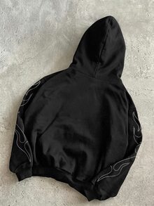 STEELVANCE 男士休閒日常連帽衫，附角色圖案 - 黑色 - 查看 2