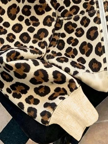 Resyla Women's Leopard Print Long Sleeve Zip-Up Casual Hooded Sweatshirt, Autumn/Winter - Multicolor - View 3