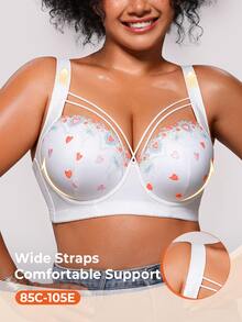 Bareli Dear 1pc Sexy Lace Plus Size Comfortable Seamless Push-Up Adjustable Underwire Bra - Multicolor - View 1
