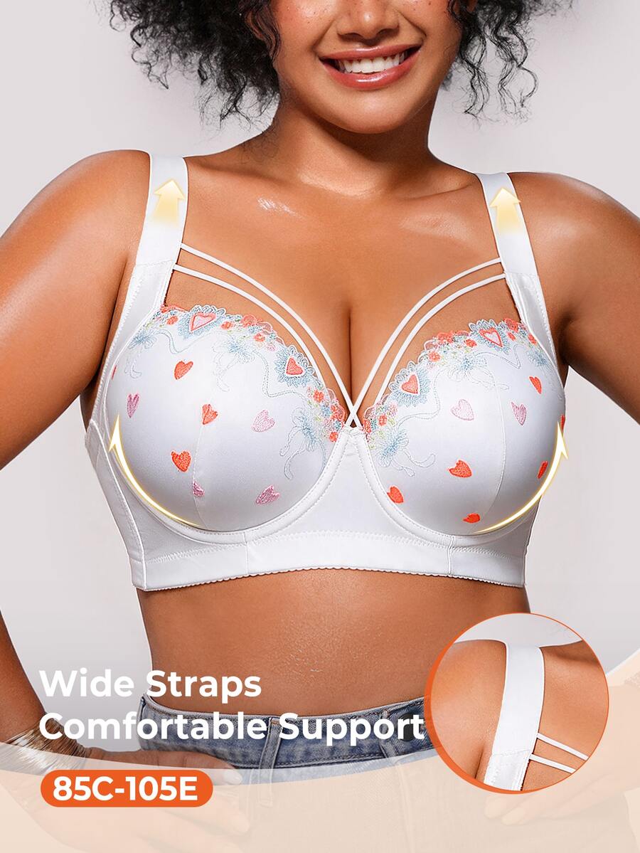 Bareli Dear 1pc Sexy Lace Plus Size Comfortable Seamless Push-Up Adjustable Underwire Bra - Multicolor - View 1
