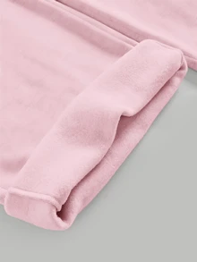 SHEIN 青少年女孩休閒日常運動個性化彈性腰寬腿鬆直筒運動長褲 春秋冬 - 淺粉色 - 查看 4
