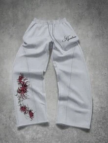 Manfinity EMRG Men's Plus Size Floral Print Sweatpants - Grey - View 4