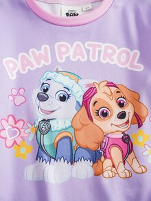SHEIN | PAW Patrol Young Girl Cartoon Print Fitted Loungewear Set - Purple - View 4