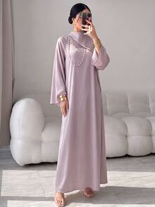 Yasmyna Women's Solid Color Casual Party Arabian Dress - Pink - View 3